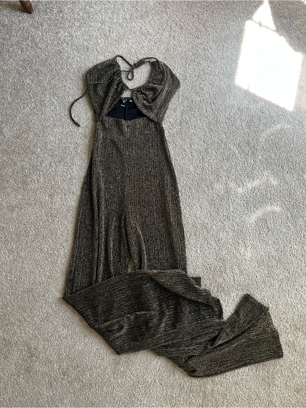 Windsor Metallic Gold Halter Jumpsuit with Keyhole